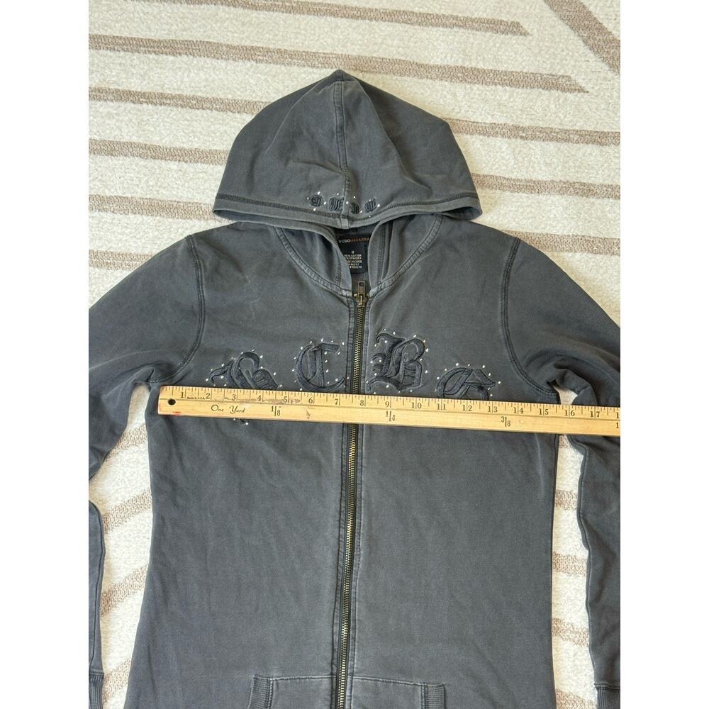 Y2k Vintage Gray Embroidered Full Zip Hoodie Gothic Grunge Women’s Size S - Picture 11 of 13